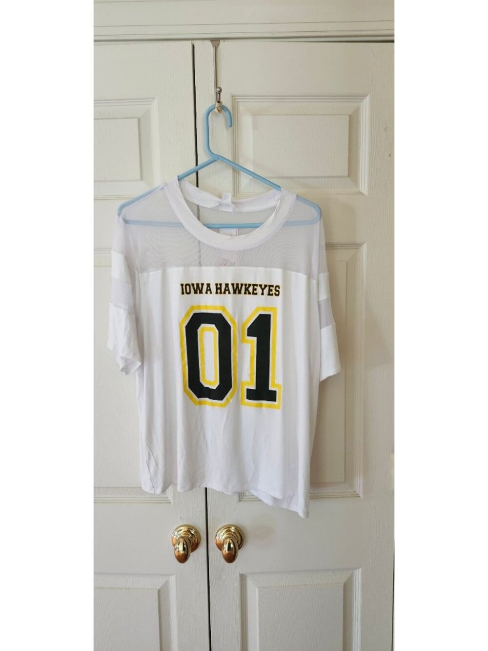 New Women Flying Colors White Iowa Hawkeyes Short Sleeve Avery Mesh Top Size XL